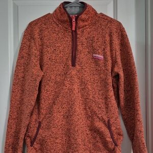 Simply Southern Women's Orange/sSalmon Quarter-Zip Sweater